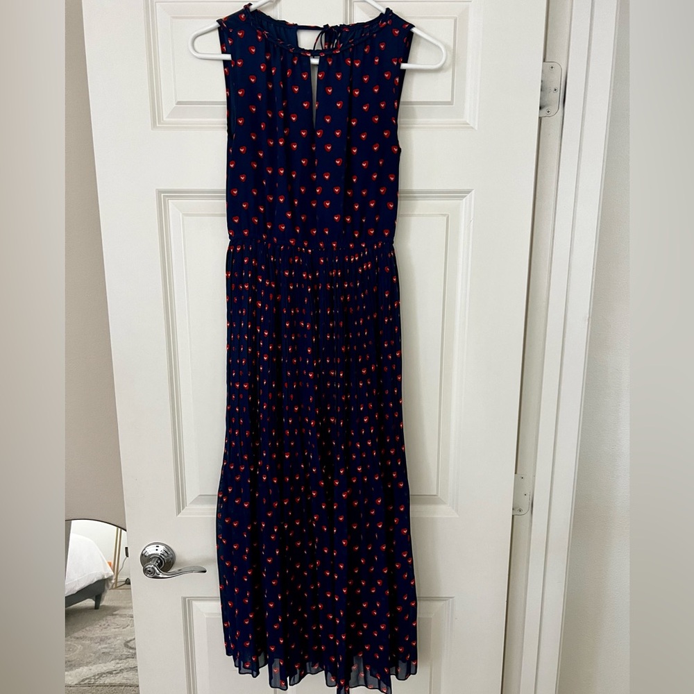 Maison Jules Navy Dress with Red Heart Design